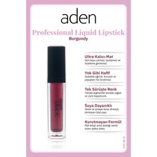 Aden Professional Liquid Lipstick - Profesyonel Likit Ruj 11 Burgundy(Bordo)