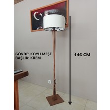 Balsa Dekor Krem Kumaş Başlık- Koyu Meşe -Ahşap Lambader- Köşe Aydınlatma