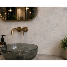Pietramosaic Mermer Mozaik 2 Inch Hexagon Mugla Beyazı Eskitme Taş