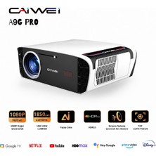Caiwei A9G Pro Akıllı Projeksiyon Cihazı - Google Tv - MEMC ve HDR10 Destekli - 1850 ANSI Lümen
