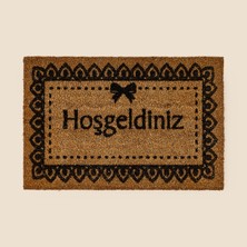 Giz Home Koko Hoşgeldiniz Kapı Önü Paspası - Bej / Siyah - 40X60 cm