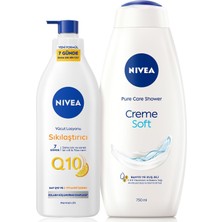 Sıkılaştırıcı Vücut Losyonu 400ML ve Creme Soft Kremsi Dokunuş Duş Jeli 500ML Banyo Lifi Hediye