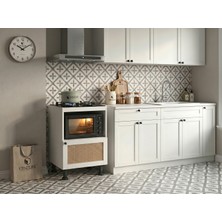 Kenz Life Kenzlife Ocak Dolabı Doğangün Mat Beyaz 85*60*56 Hazeran Kare Kapak Suntalam Gövde