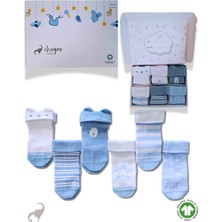 Okayro Organics GOTS Organik Yenidoğan Bebek Çorabı 6'lı Hediye Kutusu | %100 Organik Pamuk | Erkek Bebek Hastane Çıkışı | Baby Shower Hediyesi | 0-3 Ay