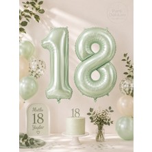 Parti Dükkanı Retro Yeşil 18 Yaş Folyo Balon Seti 34 Inç 76 cm Büyük Boy Rakam Balon 1 ve 8 Doğum Günü Parti Süsü Helyum Uyumlu