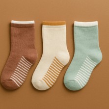 Solde Socks Solde 3’lü Yumuşacık Havlu Unisex Bebek Çorap Seti – Kahverengi, Krem, Su Yeşili