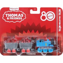 ve Arkadaşları Oyuncak Tren Birinci Sınıf Süslemeleri 2 Döner Tekerlekli Yük Vagonu ve Kırmızı Kristal Kargosuyla Mattel'in 80. Yılı Küçük Metal Lokomotif JFV72