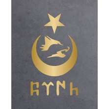Sticker Usta Ay Yıldız Kurt ve Göktürkçe Türk Yazısı Sticker Araba Oto Motosiklet Karavan Pc Laptop Cam Etiket Çıkartma Sticker 00328