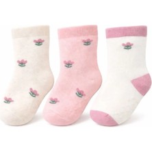 Solde Socks 3’lü Set Bebek Havlu Günlük Çorap – Çiçek Desenli, Kaymaz Tabanlı, Kaliteli