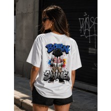 Montree Kadın Oversize Baskılı %100 Pamuk T-Shirt