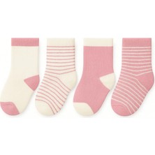 Solde Socks Yumuşacık 4’lü Kız Bebek Kaymaz Taban Havlu Çorap Seti – Pudra & Krem