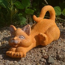 Hediye Ltd Heykel Uyuyan Tekir Kedi Turuncu