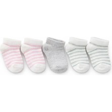 Solde Socks 5’li Bebek Pamuklu Günlük Çorap Seti – Çizgili ve Düz Desenli, Yumuşak & Kaliteli