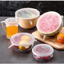 Koruyan Elastik Silikon Streç Kapak Esnek Silikon Strech Saklama Kabı Kapakları 6 Lı