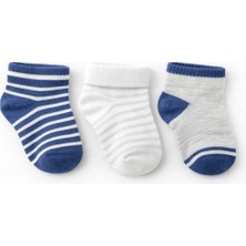 Solde Socks 3’lü Bebek Pamuklu Günlük Çorap – Düz & Çizgili Desenli, Kaliteli