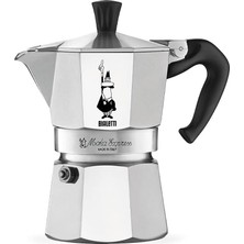 Moka Express: 3 Cups Ocak Üstü Espresso Pişirici - 130ML - Gümüş Renk - Alüminyum Gövde - Patentli Güvenlik Valfi - Tüm Ocak Türleri Için Uygundur (Indüksiyon Hariç)