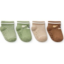 Solde Socks 4’lü Bebek Pamuklu Günlük Çorap – Çizgili & Kaymaz Tabanlı, Kaliteli