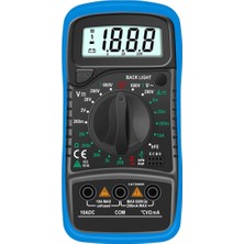 LED Ekranlı Dijital Multimetre Ölçü Aleti, Işıklı Ekranlı Elektrik Akım Ölçer, Silikon Kılıflı Açılabilir Ayaklı Multimetre, Voltmetre Ampermetre Ohmmetre Elektrik Test Cihazı