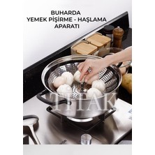 Empressco Katlanabilir Çelik Buharlı Pişirme Aparatı, Sağlıklı Sebze ve Et Pişirme