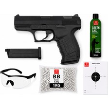 We P99 Airsoft Greengas, Bb ve Koruyucu Gözlük,hedef Kağıdı Hediyeli