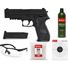 We MK25 Raıl Siyah Airsoft Greengas, Bb ve Koruyucu Gözlük,hedef Kağıdı Hediyeli