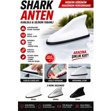 PINUKS Anten Shark Kablolu Altı Silikonlu Beyaz Aksesuar Dünyası