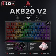 CoverZone White Peach Switch Kablosuz Manyetik Oyuncu Klavyesi 8k Hz 0.01MM Rt 0.125MS Gecikme Tft Ekran 10000MAH Rgb Bluetooth 5.0 2.4ghz Usb-C | Ajazz AK820 V2