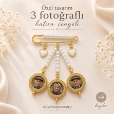 Kişiye Özel 3 Fotoğraflı Hatıra Çengeli - Özel Tasarım Incili Anı Çengeli