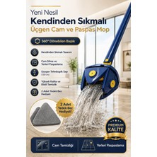 Premini Çok Yönlü 360° Cam ve Yer Mop, 130 Cm, 2 Yedek Bezli