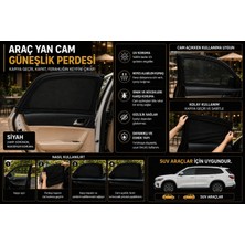 Allivo Ford C-Max 2005-2010  Model Uyumlu Güneşlik, 2'li Yan Cam Güneşlik Perde ( Lastikli )(Suv)
