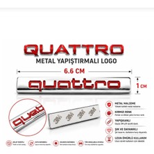 EP Garaj Otomotiv Audı Quattro Metal Yapıştırmalı Logo 6.6 cm x 1 cm