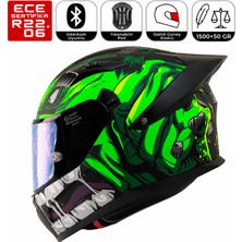 Fazer FX211X Rage Motosiklet Kaskı Spoiler Mod Güneş Vizörlü Full Face Kask