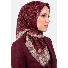 Hadiora Kadın Bordo Beyaz Desenli Flamlı Pamuklu Eşarp