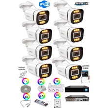 Snrelk Gece Renkli Full Hd Yeni Nesil Warm LED Su Geçirmez Kasa Güvenlik Kamera Set