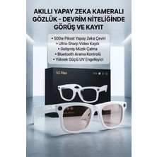 İlkyaz Fashion Beyaz Aı Akıllı Gözlük No 19 Kameralı Bluetooth 8mp Kamera Fotoğraf Video ve Ses Kayıt Özell