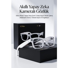 İlkyaz Fashion Beyaz Aı Akıllı Gözlük No 12 Kameralı Bluetooth Chatgpt Destekli Yapay Zeka Çeviri ve Sesli As