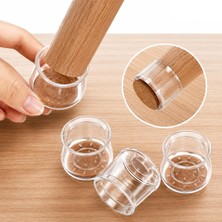 Sanal Trend 4 Adet 25-30 mm Çaplara Uygun Keçeli Şeffaf Silikon Sandalye Ayak Koruyucu