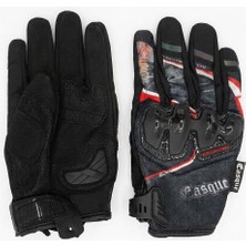 Casque Motosiklet Eldiveni - Yazlık Dokunmatik Ekran Uyumlu Koruyuculu Yarım Kırmızı Detaylı Eldiven (1 Beden Büyük Alınız)