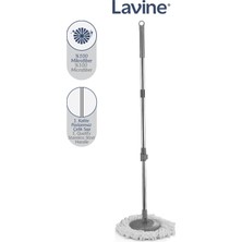 Premini Lavine 360 3'lü Döner Başlıklı Paslanmaz Çelik Sap, Palet ve Mikrofiber Püskül