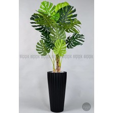 Biçiçek Yapay Monstera Agacı 200 cm Siyah Lilyum Saksıda