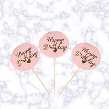 Partyy Bag Pembe Gold Yazılı 20 Adet Cupcake Sunum Kürdanı