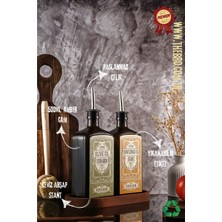 Empressco 500ML Ahşap Stantlı Zeytinyağı ve Ayçiçek Yağı Şişesi Yeşil Sarı