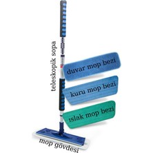 Premini Teleskopik Mikrofiber Mop 3'lü Set, Pratik ve Güçlü Temizlik Araçları