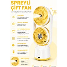 Milena Life Spreyli Çift Başlıklı Şarjlı Mini Vantilatör, USB Şarjlı Taşınabilir Fan, Sessiz Soğutucu Sprey Mist Fan, Ev Ofis Yaz Serinletici