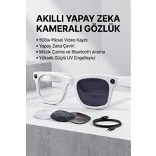 İlkyaz Fashion Beyaz Aı Akıllı Gözlük No 20 Kameralı Bluetooth Bluetooth Müzik Telefon Görüşmesi ve Hızl�