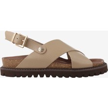   Kadın Sandalet G106771 Genuins Melen  Embossed Leather Taupe