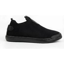 4224 Erkek Slip-On - Full Triko Örgü Termo Taban Sneaker Siyah