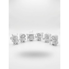 Demirhan3D 🛡️⚔️ 6'lı Mini Hero Figür Seti | Pla 3D Baskı | Beyaz Renk | Doğa Dostu | 5-6 cm