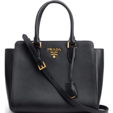 Prada Sport Askılı Siyah Saffiano Yumuşak Dana Derisi Tote Çanta