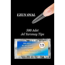 Easy Beauty Protez Tırnak 500'LÜ Jel Uzun Oval Yarım Ay Tips Yarımay